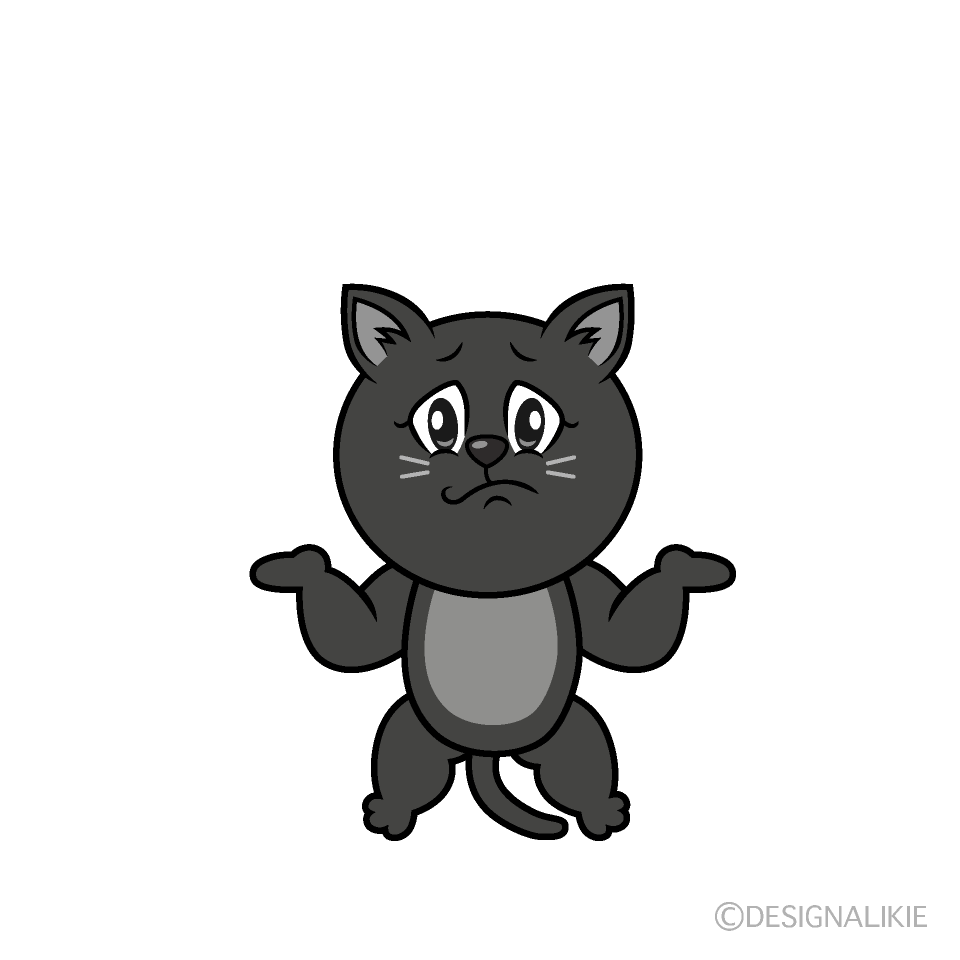 Troubled Black Cat Cartoon Character Image