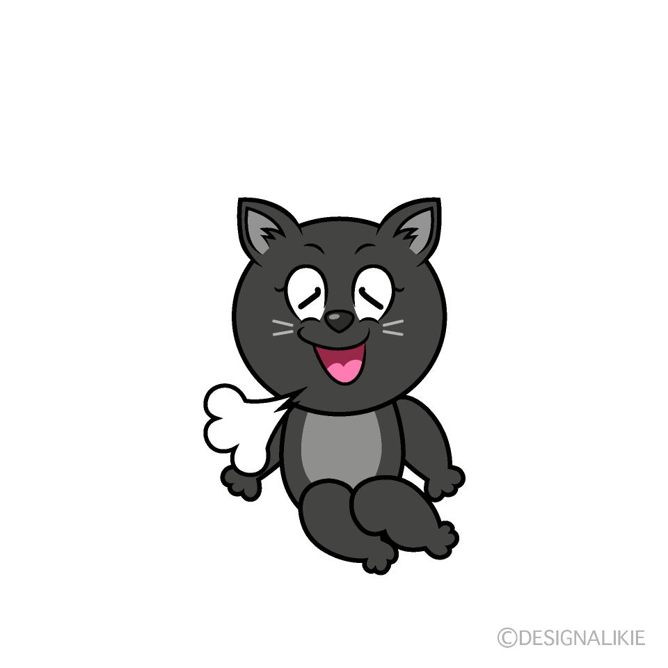 Relaxing Black Cat Cartoon Character Image