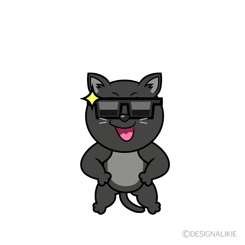 Cool Black Cat Cartoon Character Image
