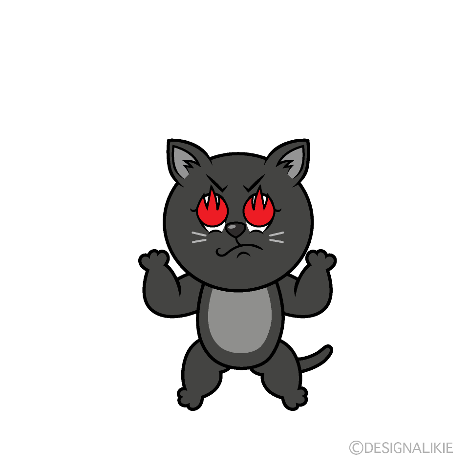 Enthusiastic Black Cat Cartoon Character Image