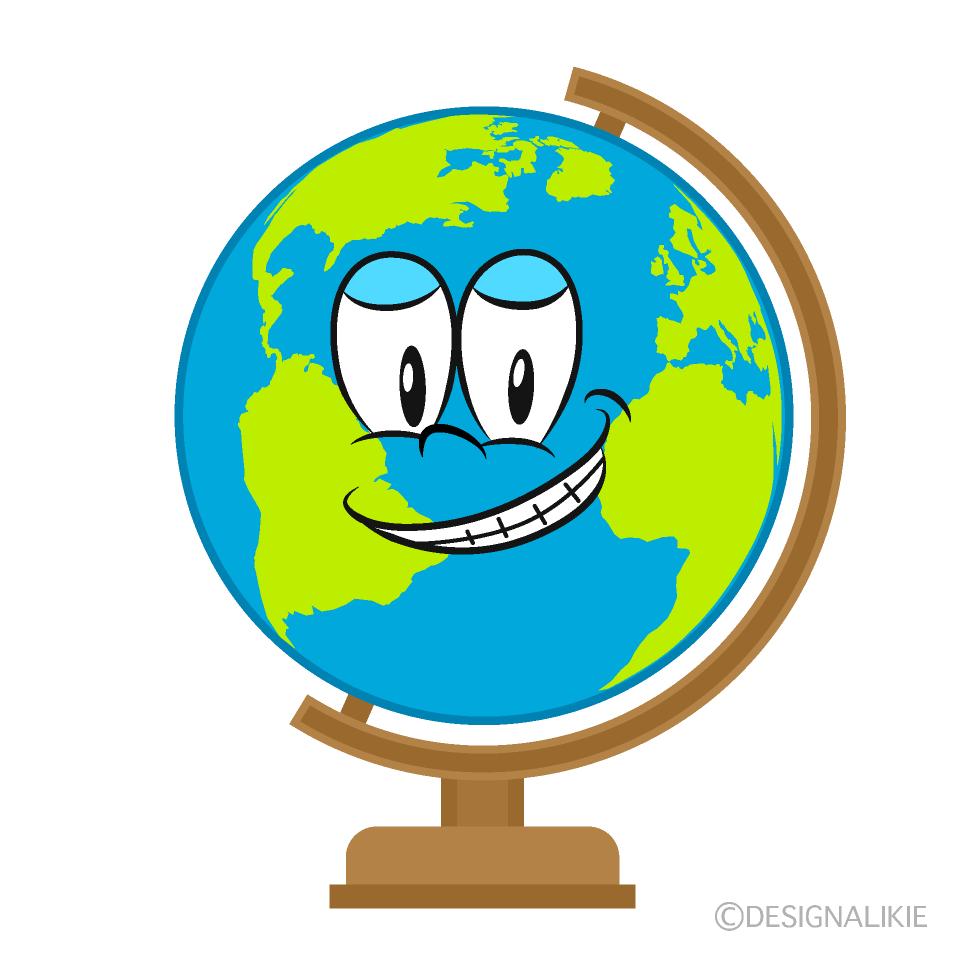 Grinning Globe Cartoon Character Image
