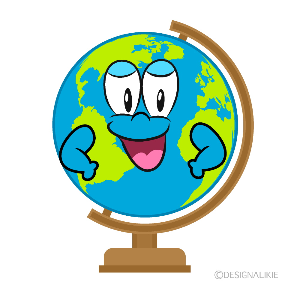 Confident Globe Cartoon Character Image
