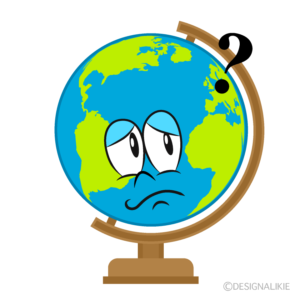 Thinking Globe Cartoon Character Image