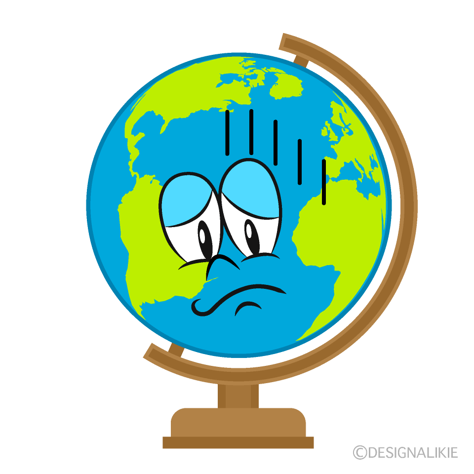 Depressed Globe Cartoon Character Image