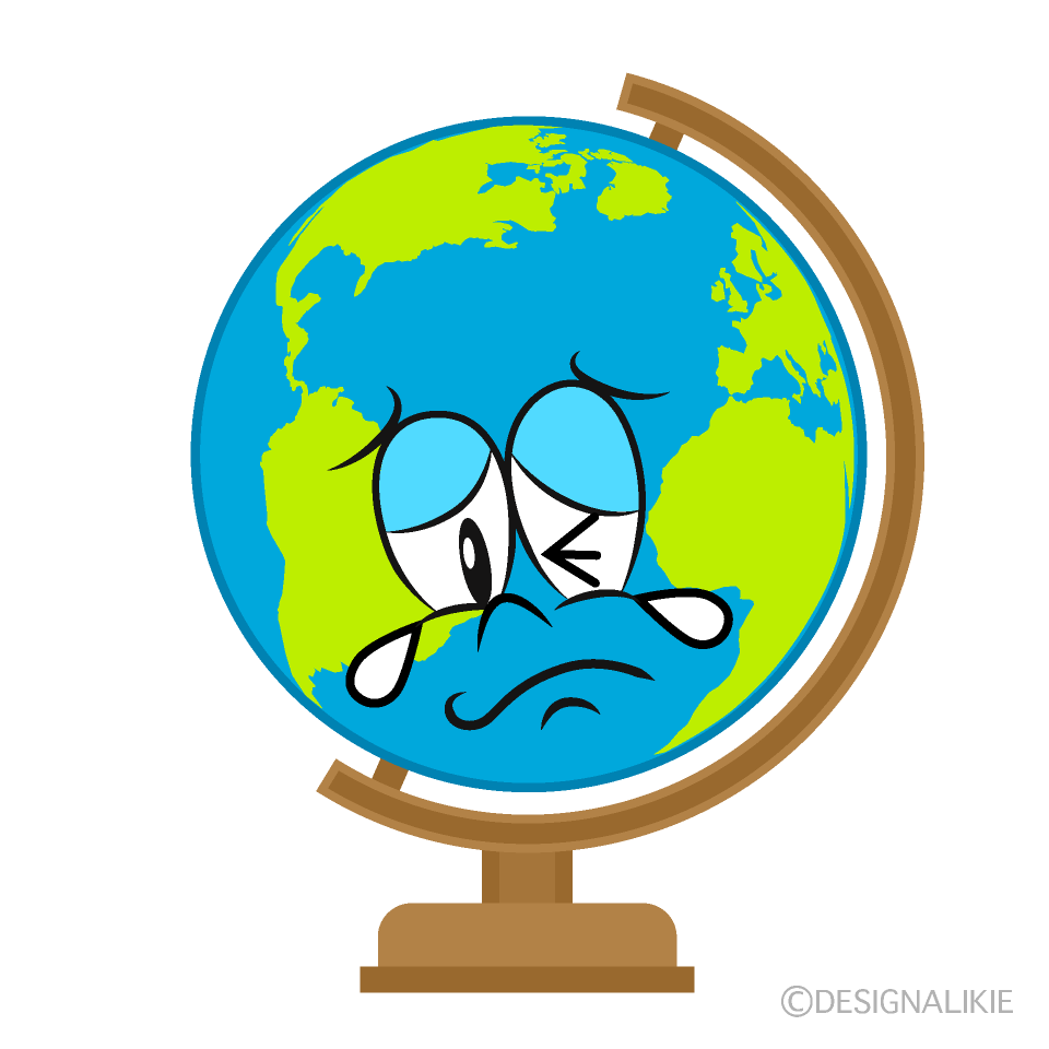 Crying Globe Cartoon Character Image