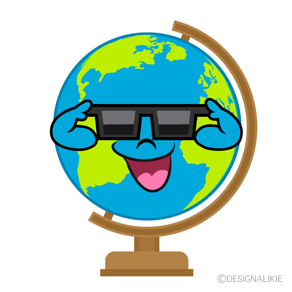 Globe with Sunglasses Cartoon Character Image