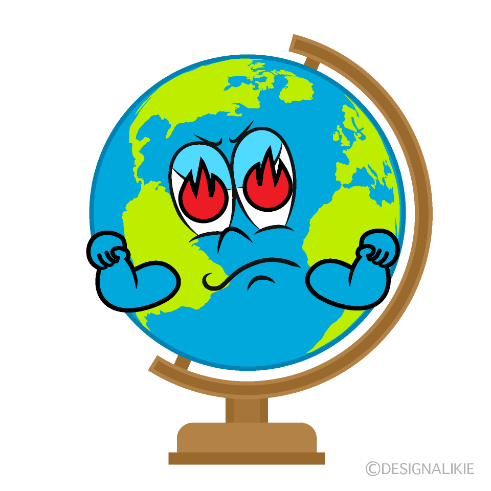 Burning Globe Cartoon Character Image