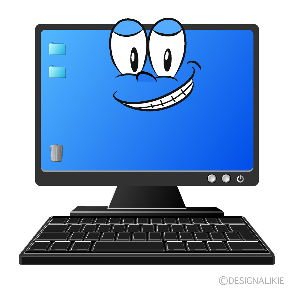 Grinning Computer Cartoon Character Image