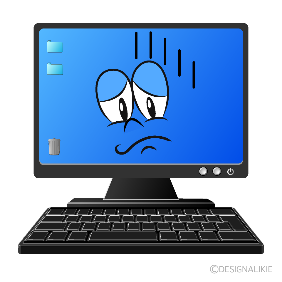 Depressed Computer Cartoon Character Image