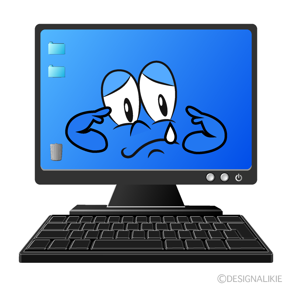 Sobbing Computer Cartoon Character Image