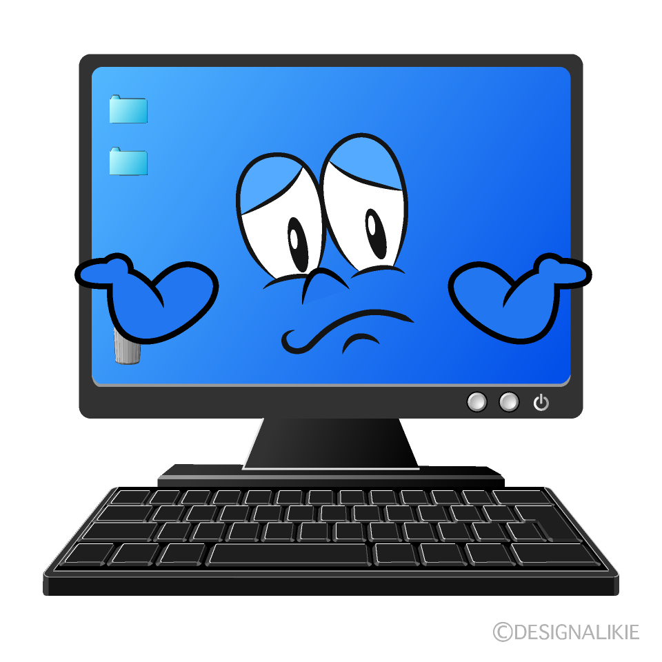 Troubled Computer Cartoon Character Image
