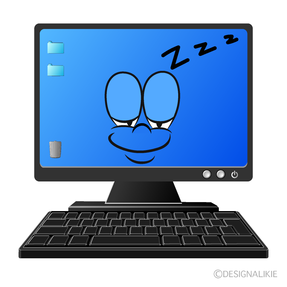 Sleeping Computer Cartoon Character Image