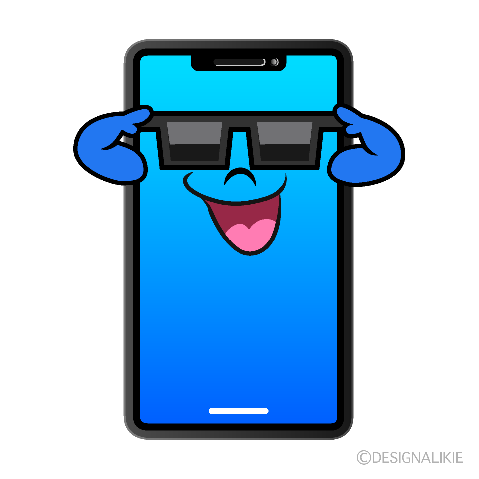 Phone with Sunglasses Cartoon Character Image