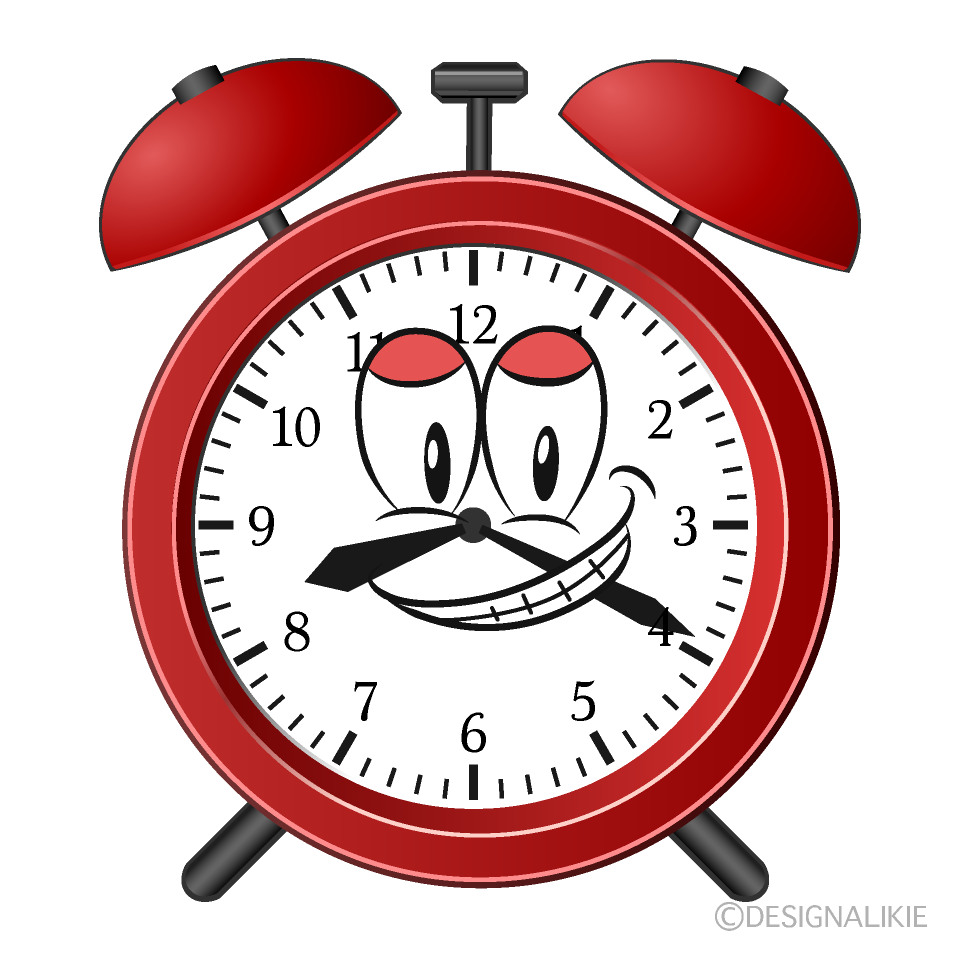 Grinning Alarm Clock Cartoon Character Image