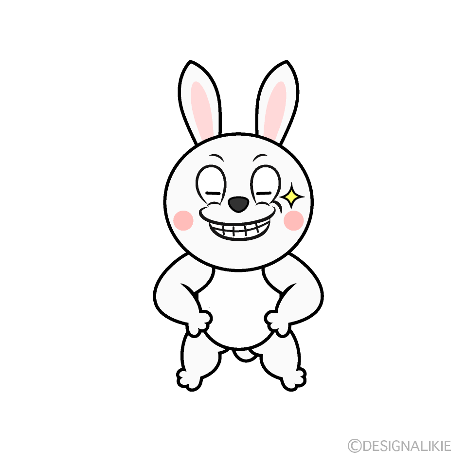 Grinning White Rabbit Cartoon Character Image