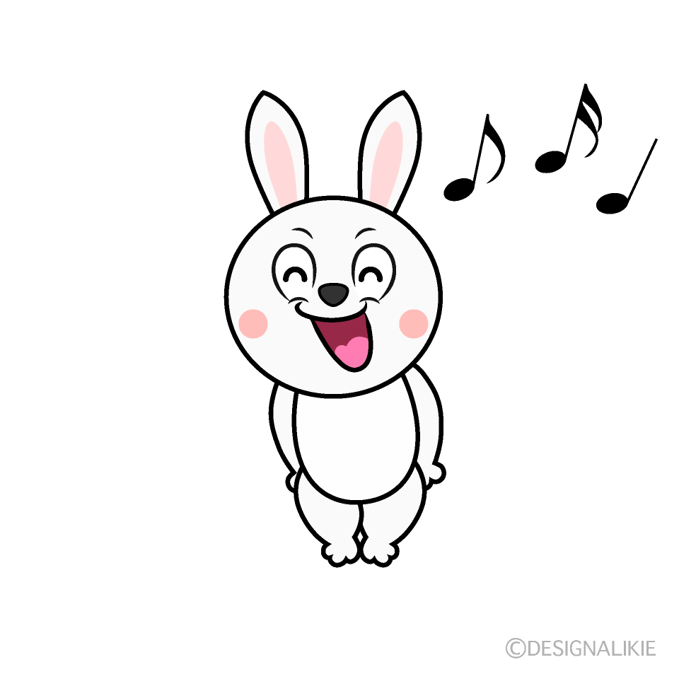 Singing White Rabbit Cartoon Character Image