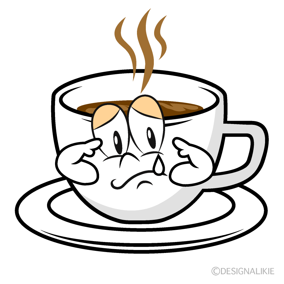 Sobbing Coffee Cartoon Character Image