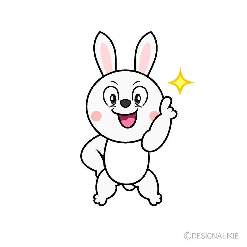 Posing White Rabbit Cartoon Character Image