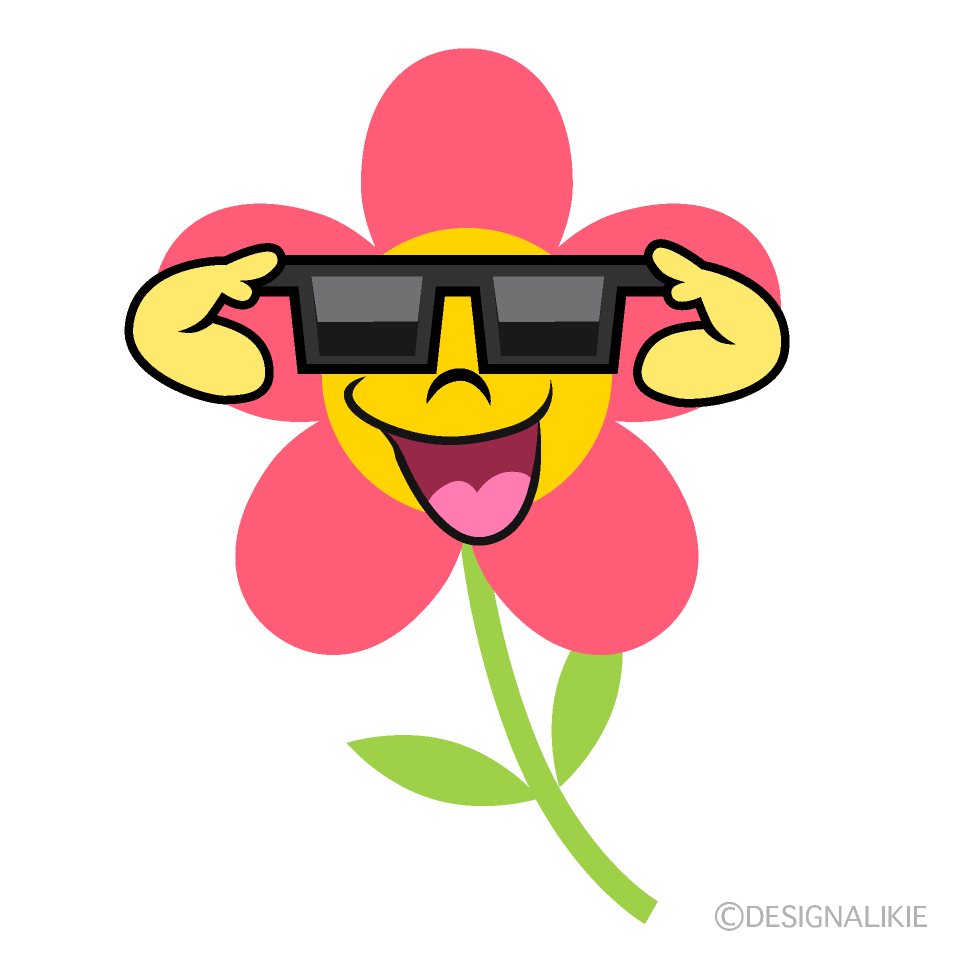 Flower with Sunglasses Cartoon Character Image