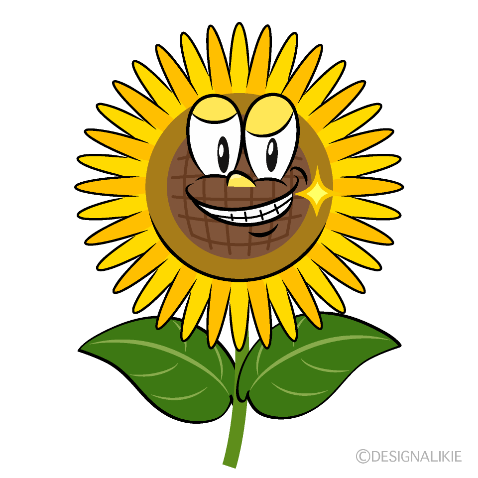 Grinning Sunflower Cartoon Character Image