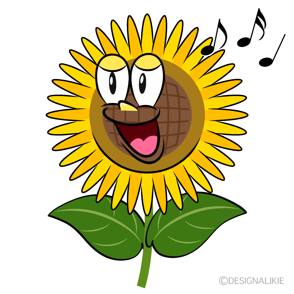 Singing Sunflower Cartoon Character Image