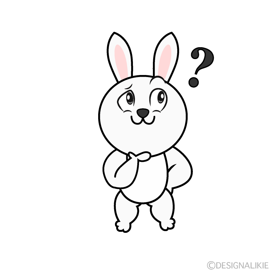 Thinking White Rabbit Cartoon Character Image