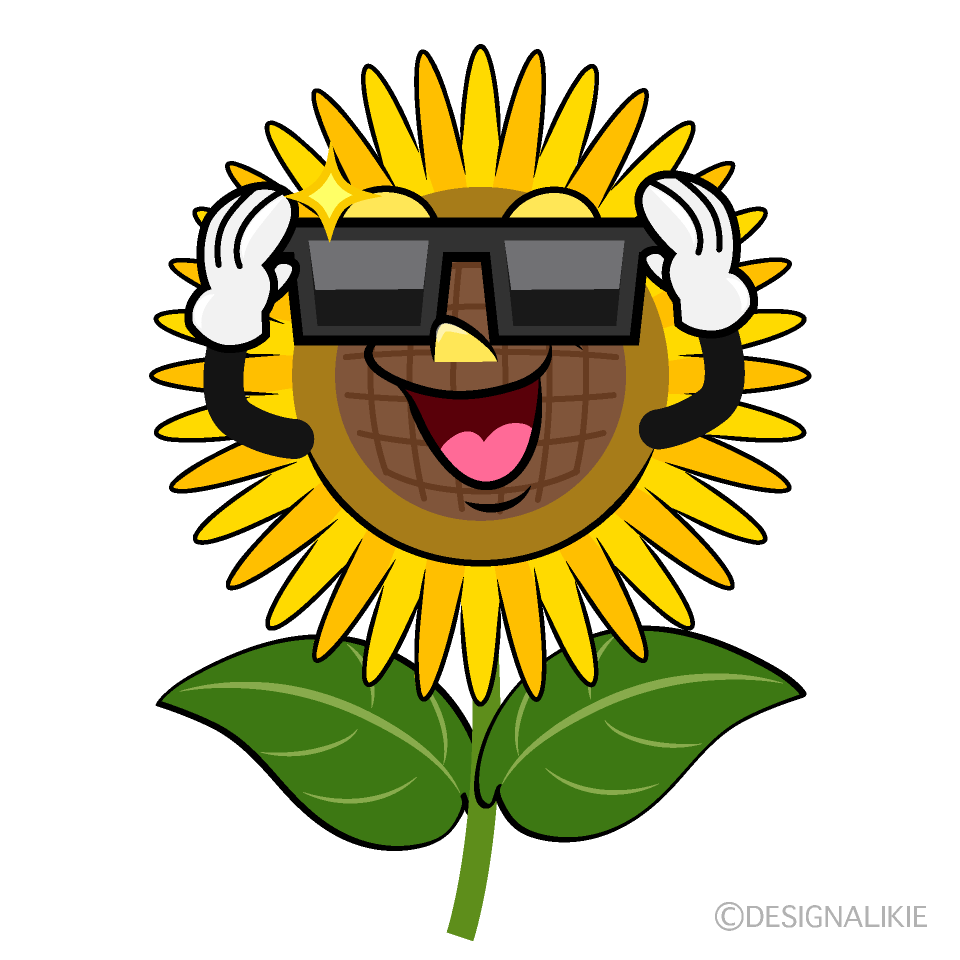Sunflower with Sunglasses Cartoon Character Image