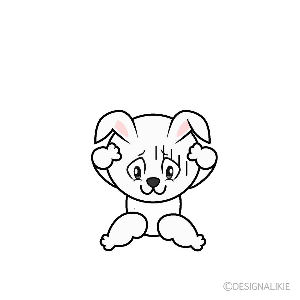 Depressed White Rabbit Cartoon Character Image