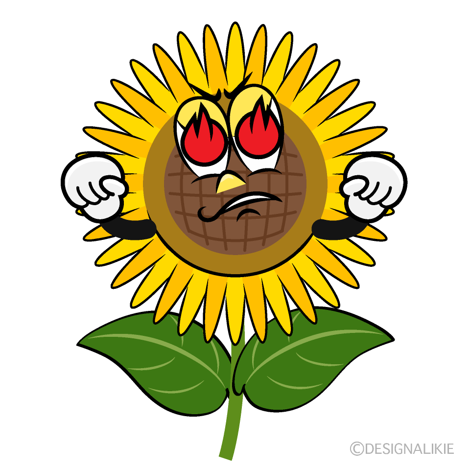 Burning Sunflower Cartoon Character Image
