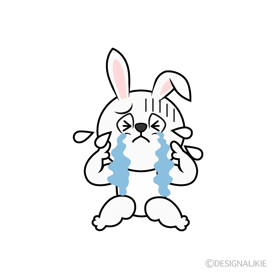 Crying White Rabbit Cartoon Character Image