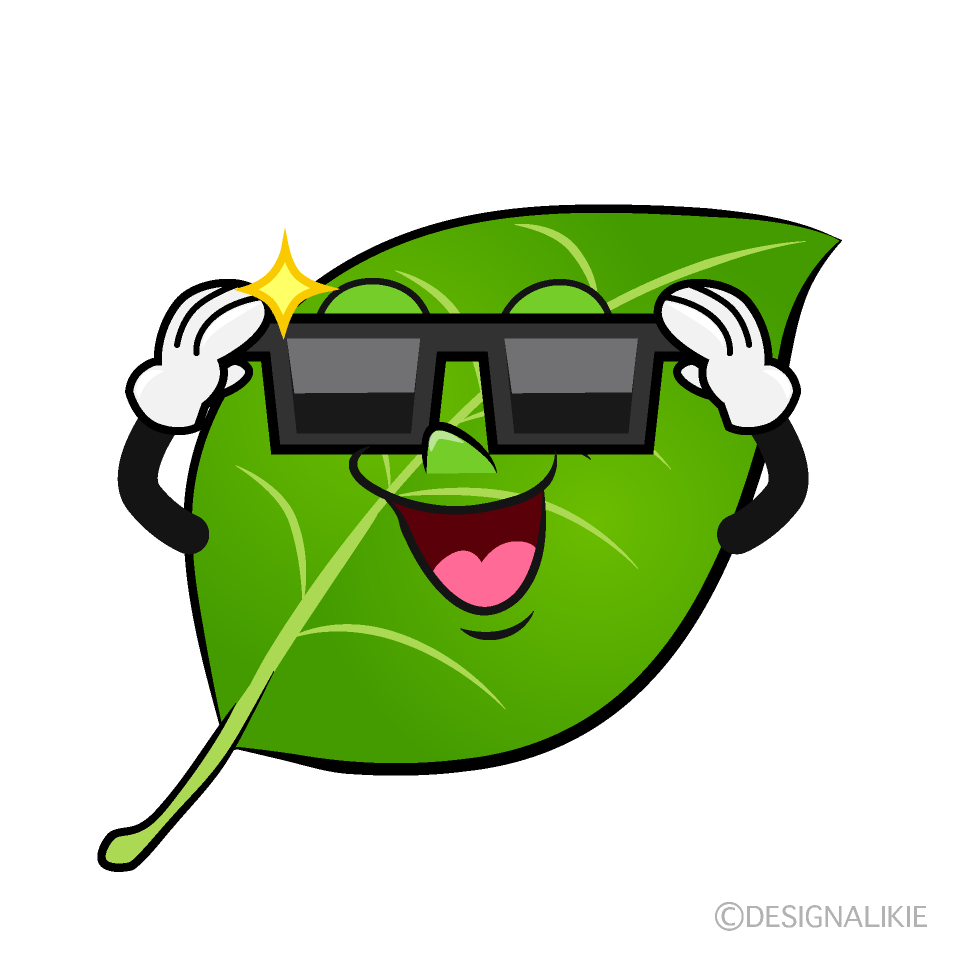 Leaf with Sunglasses Cartoon Character Image