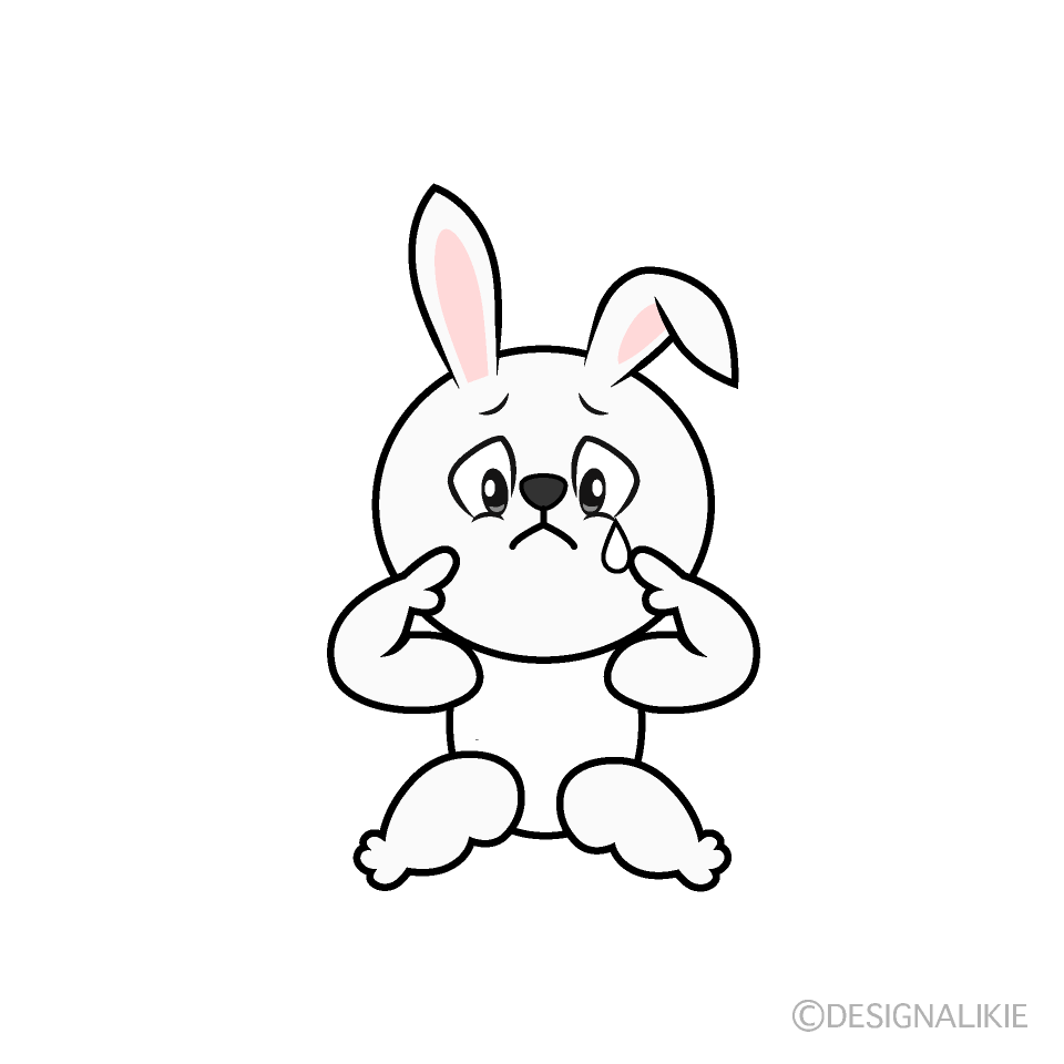 Sad White Rabbit Cartoon Character Image