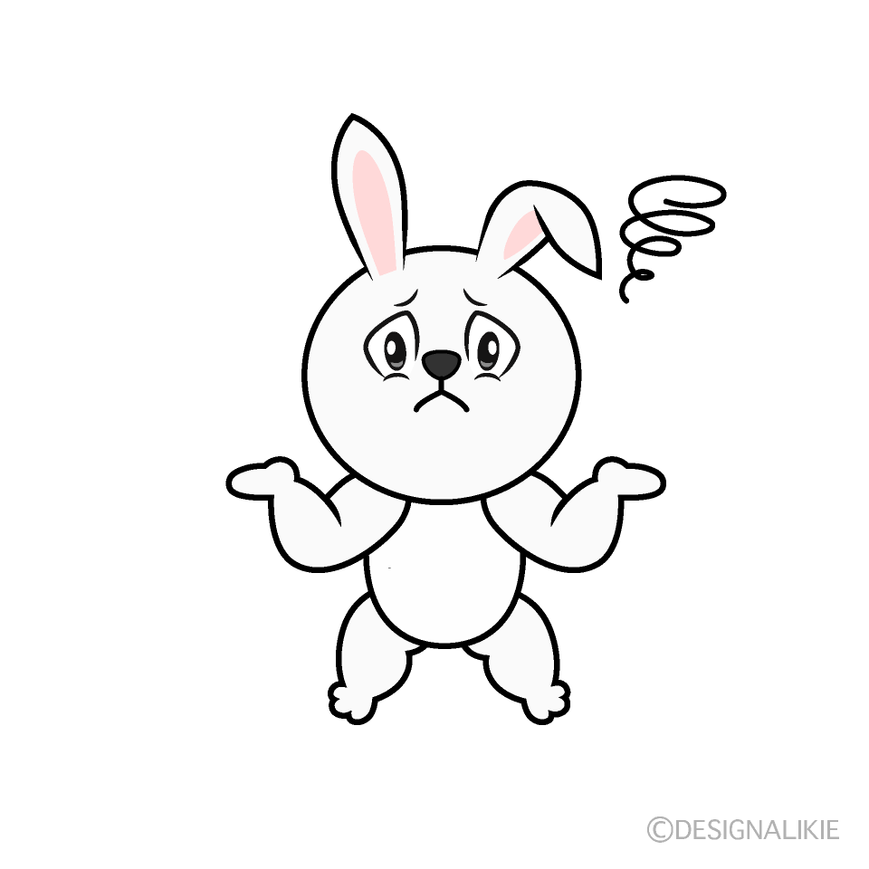 Troubled White Rabbit Cartoon Character Image