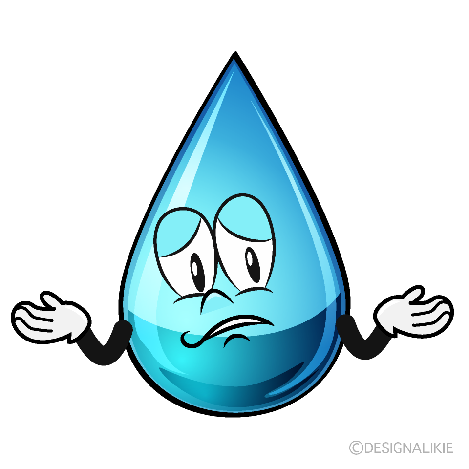 Troubled Water Drop Cartoon Character Image