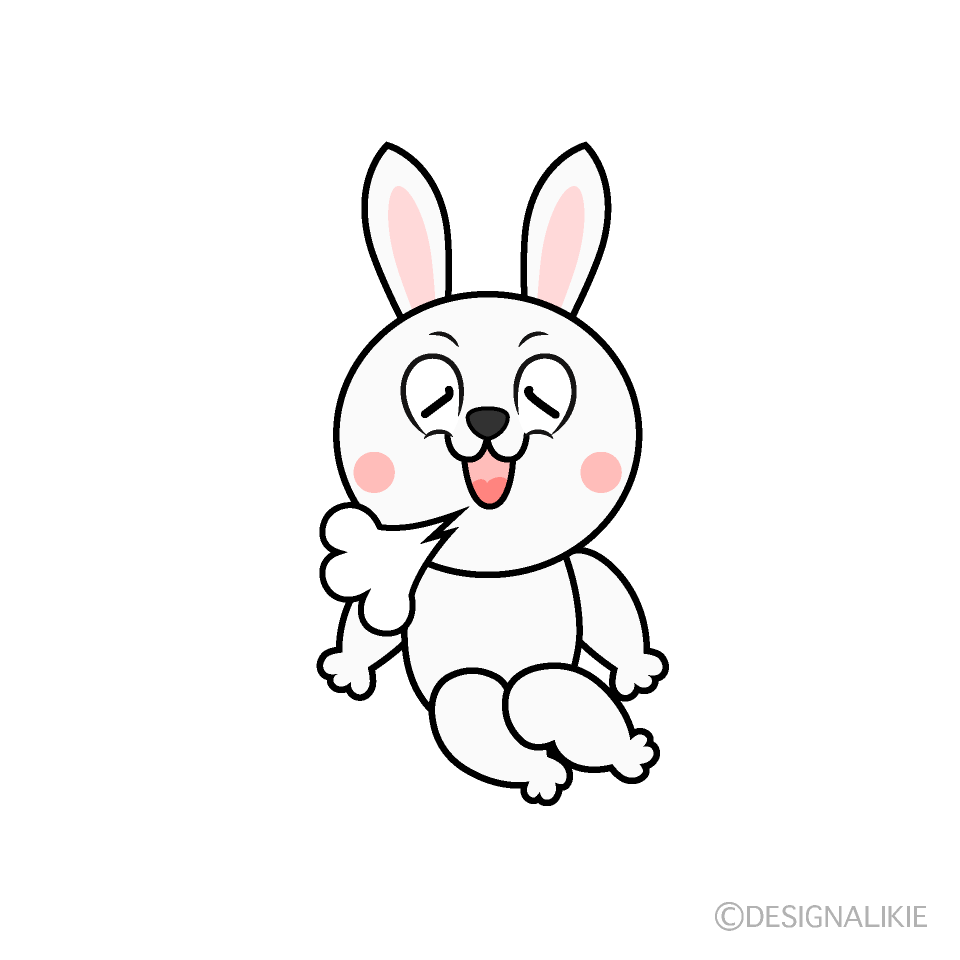 Relaxing White Rabbit Cartoon Character Image