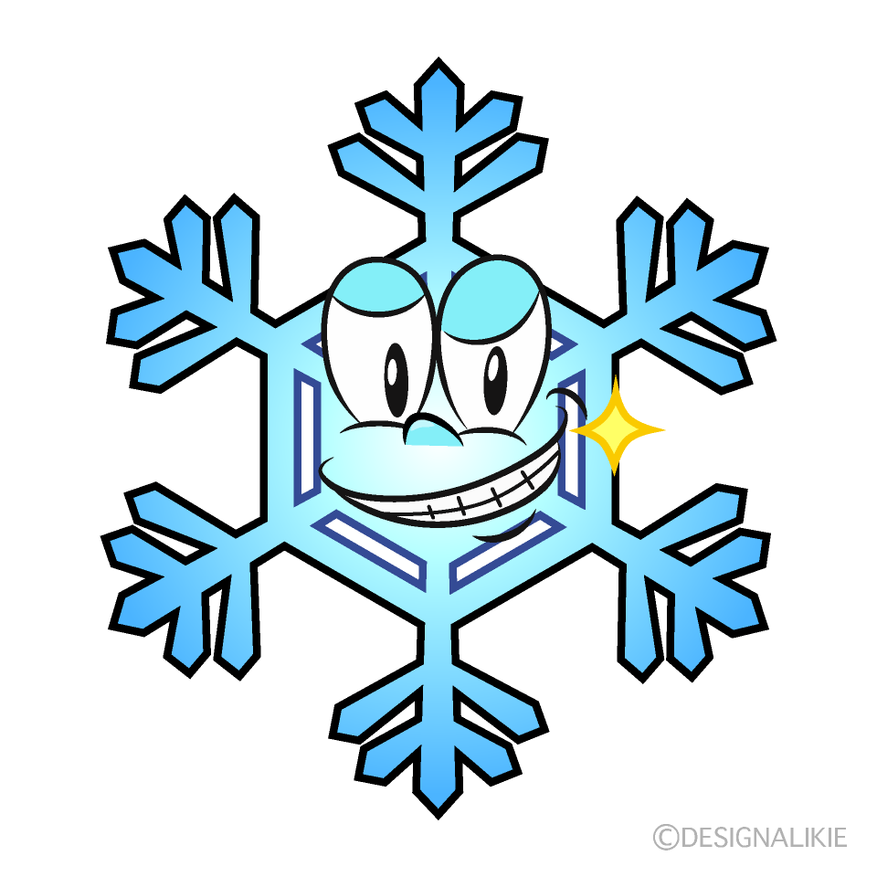 Grinning Snowflake Cartoon Character Image