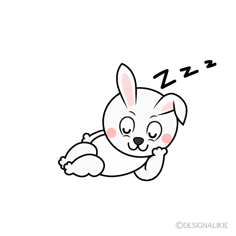 Sleeping White Rabbit Cartoon Character Image