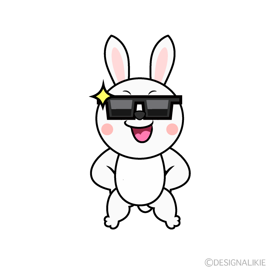 Cool White Rabbit Cartoon Character Image