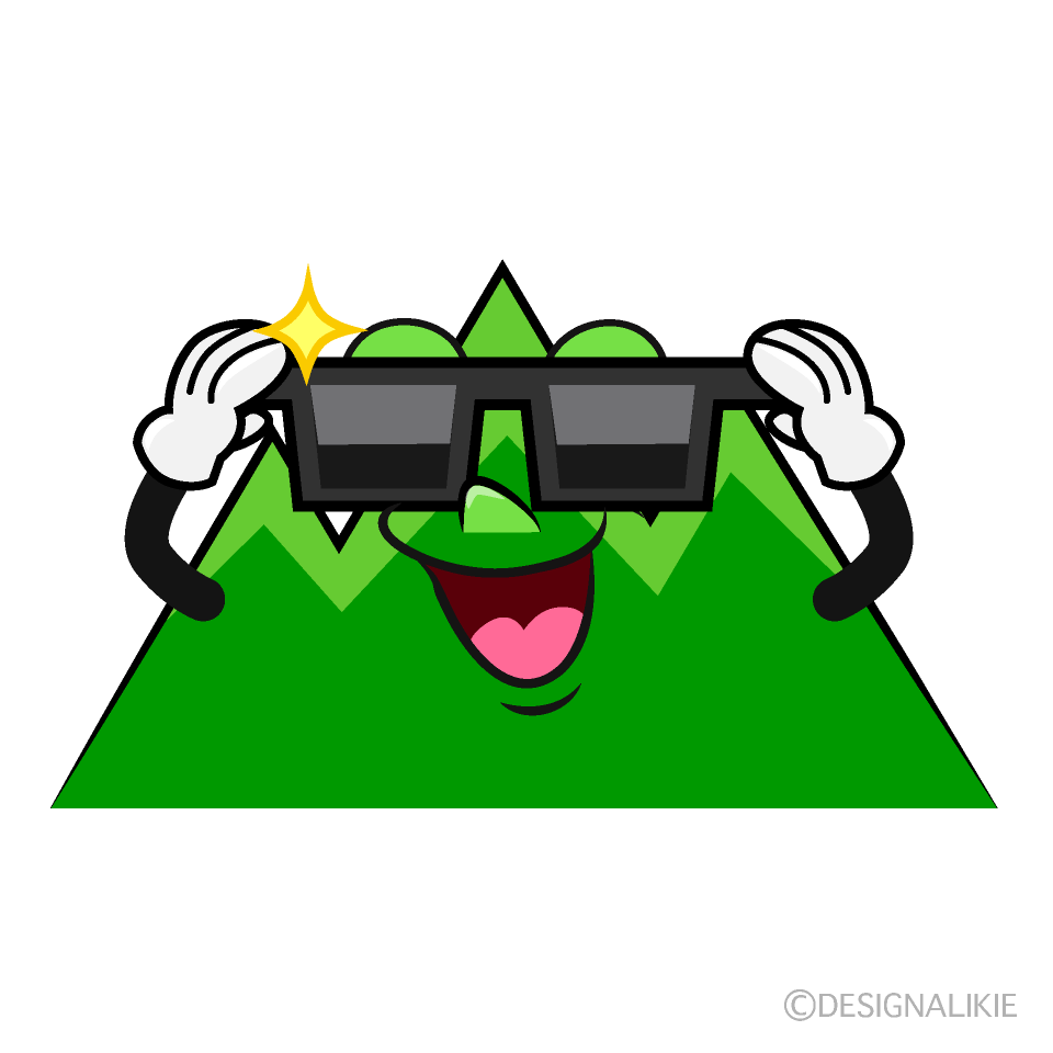 Mountain with Sunglasses Cartoon Character Image