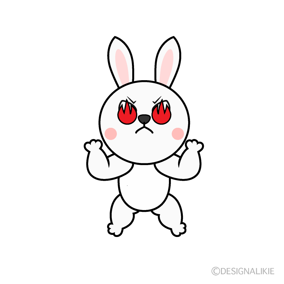 Enthusiastic White Rabbit Cartoon Character Image