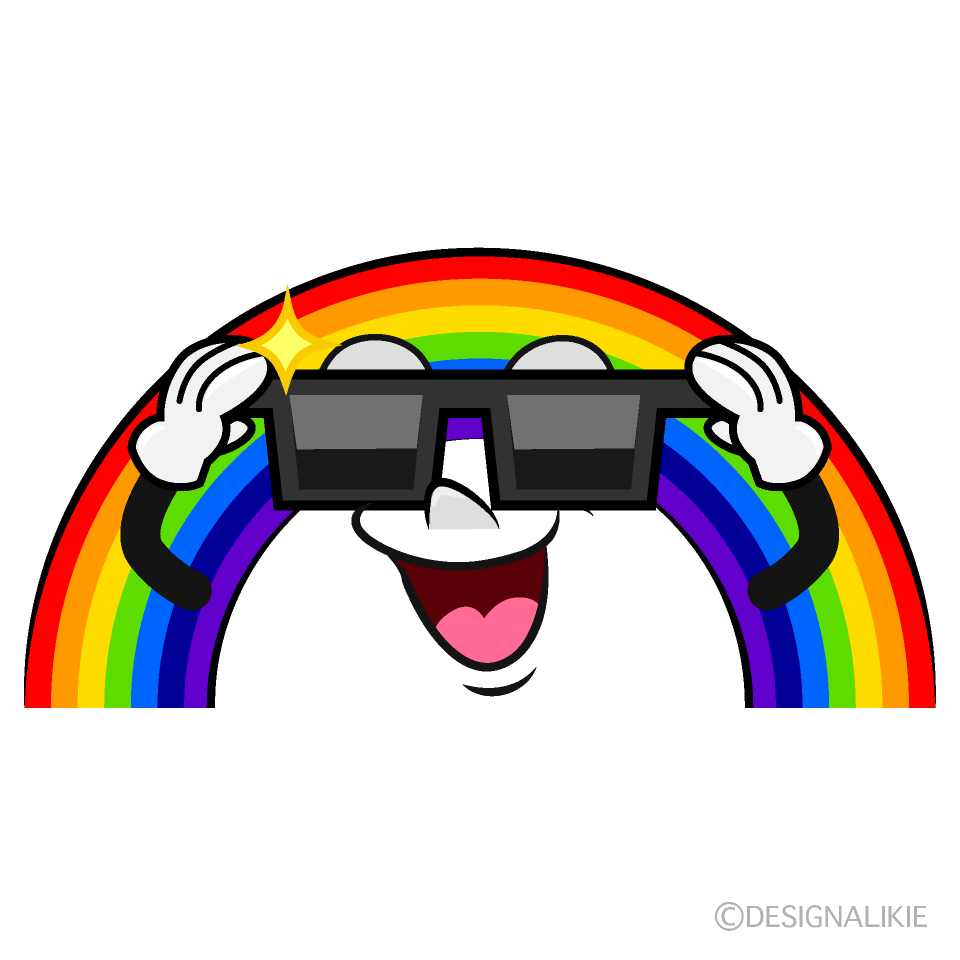 Rainbow with Sunglasses Cartoon Character Image