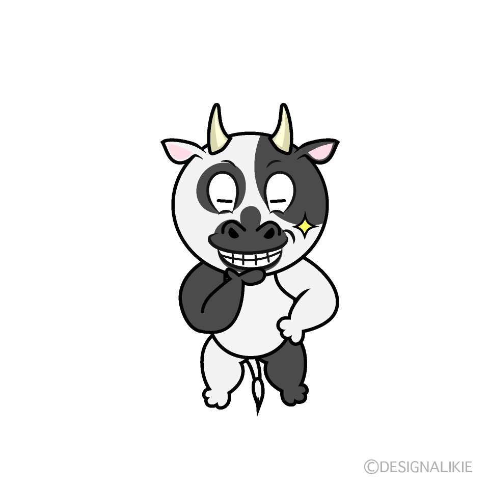 Grinning Cow Cartoon Character Image