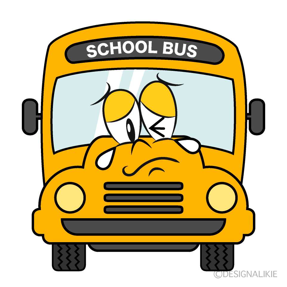 Crying School Bus Cartoon Character Image