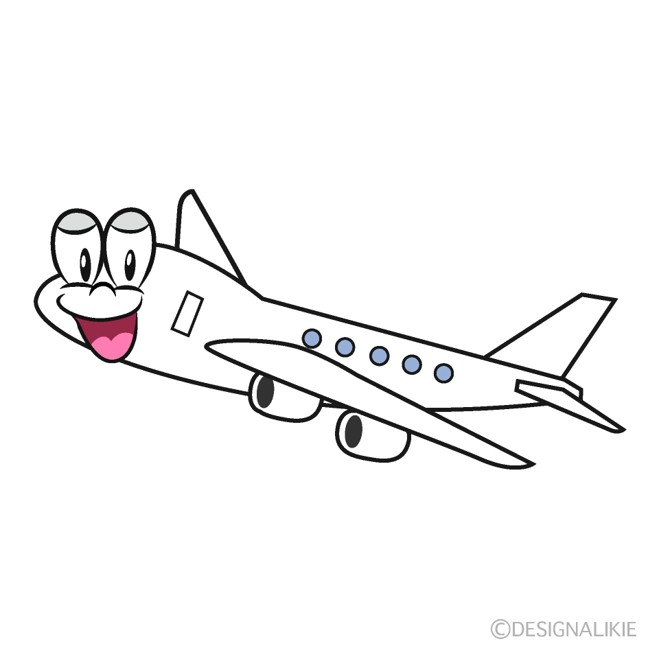 Smiling Airplane Cartoon Character Image