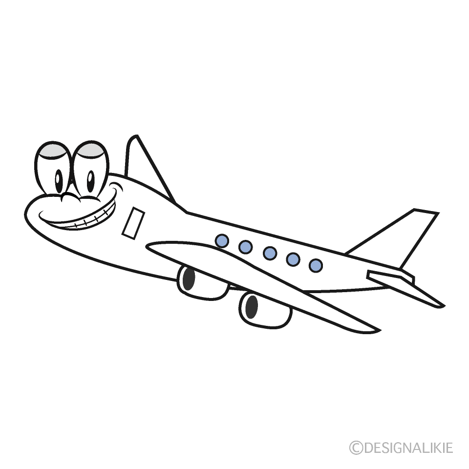 Grinning Airplane Cartoon Character Image