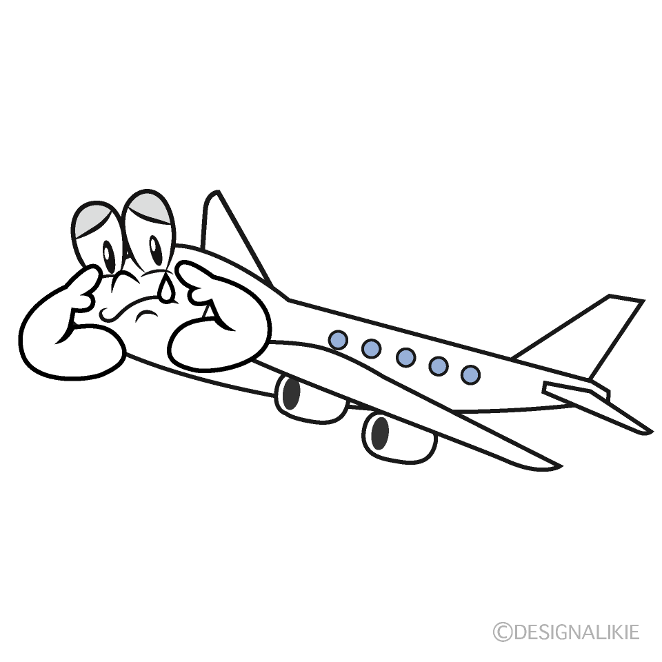Sobbing Airplane Cartoon Character Image