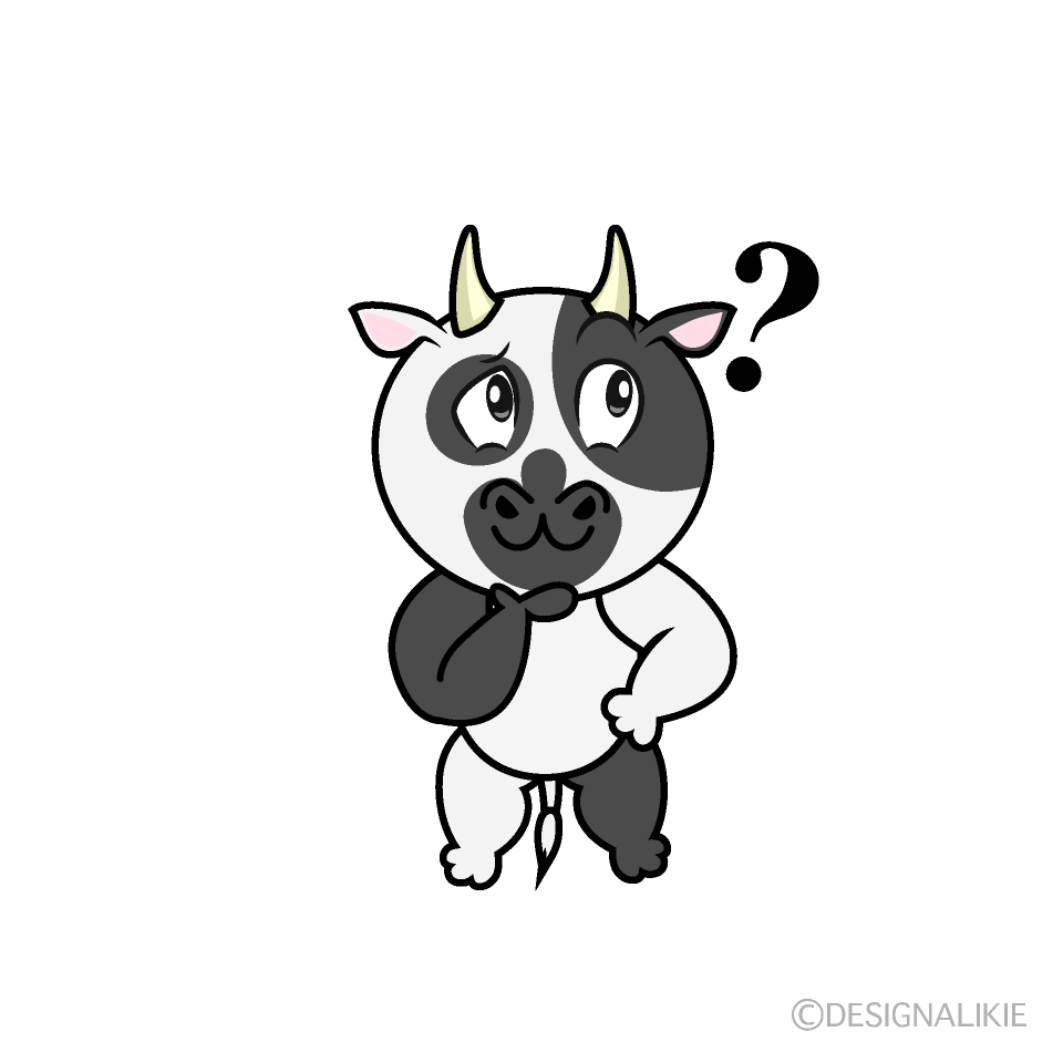 Thinking Cow Cartoon Character Image