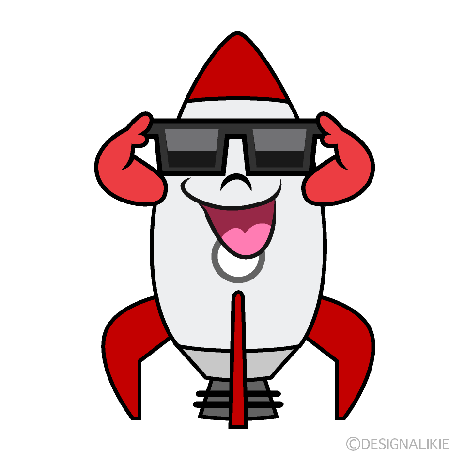 Rocket with Sunglasses Cartoon Character Image