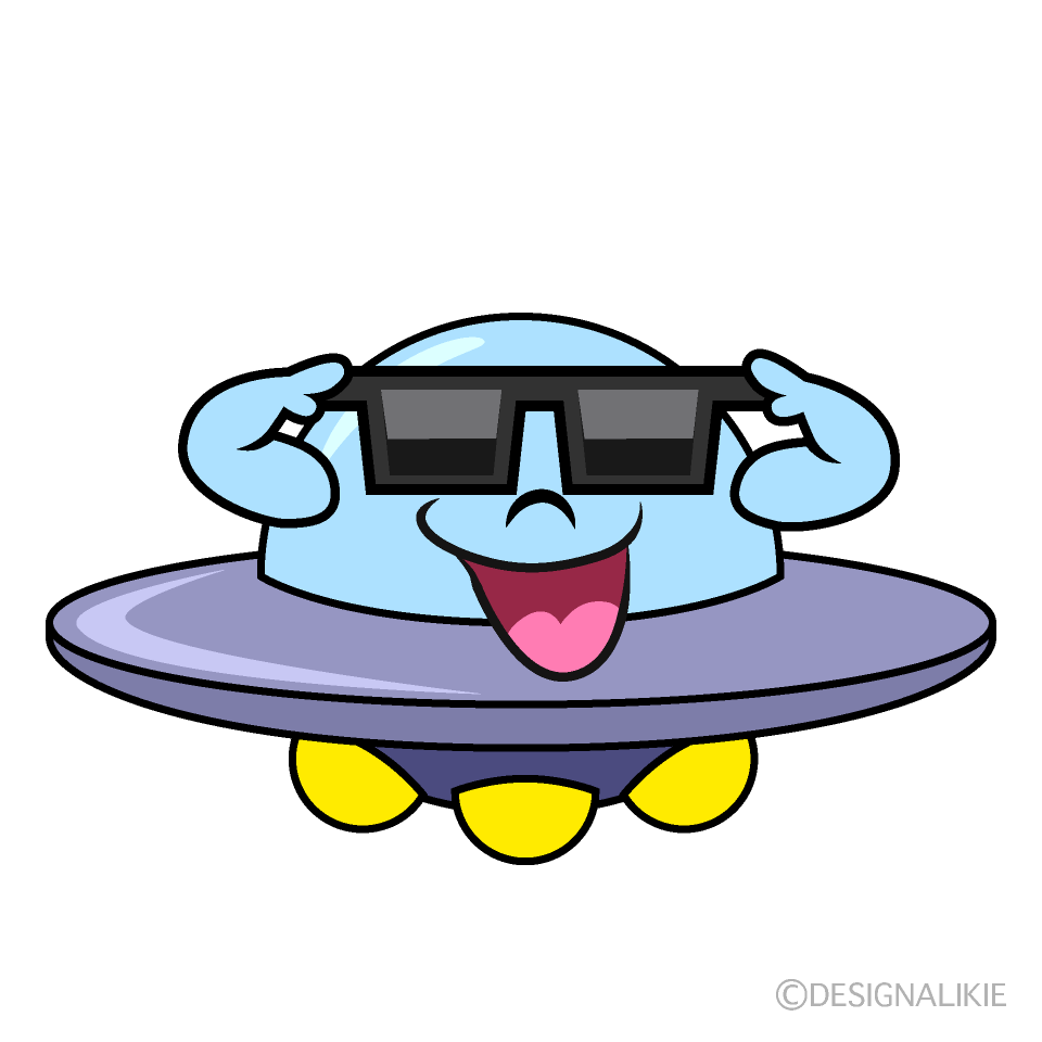 UFO with Sunglasses Cartoon Character Image