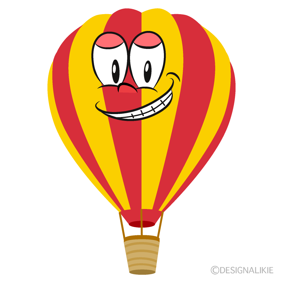 Grinning Hot Air Balloon Cartoon Character Image